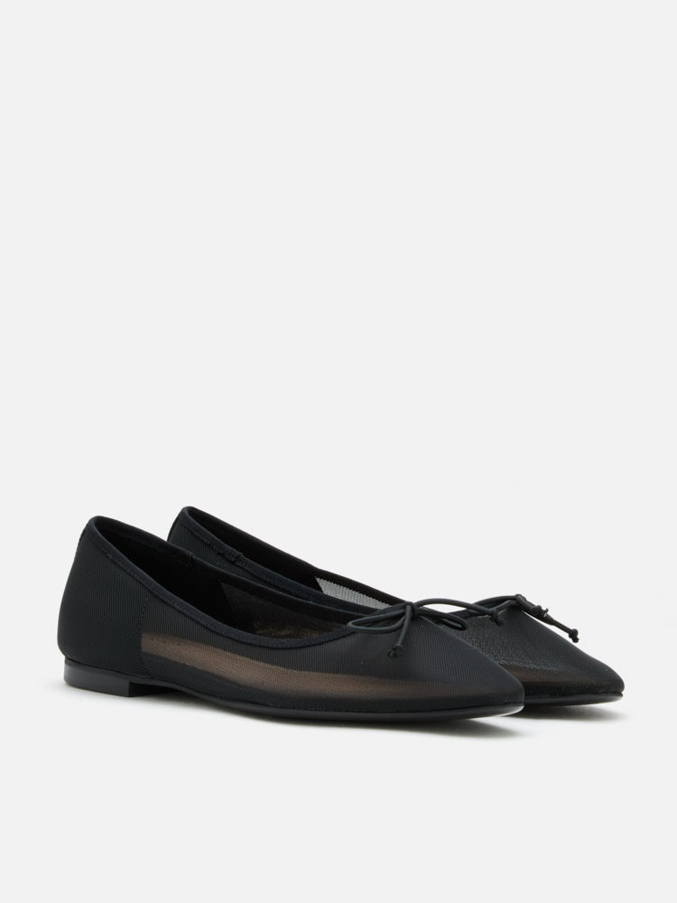 PAZZION, Lourdes Bow Mesh Flats, Black