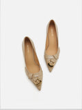 PAZZION, Luca Buckle-Accent Pointed Toe Heels, Almond