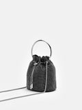 PAZZION, Luna Diamante Mini Bucket Bag, Black