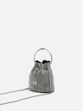 PAZZION, Luna Diamante Mini Bucket Bag, Silver