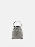 PAZZION, Luna Diamante Mini Bucket Bag, Silver
