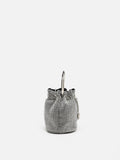 PAZZION, Luna Diamante Mini Bucket Bag, Silver