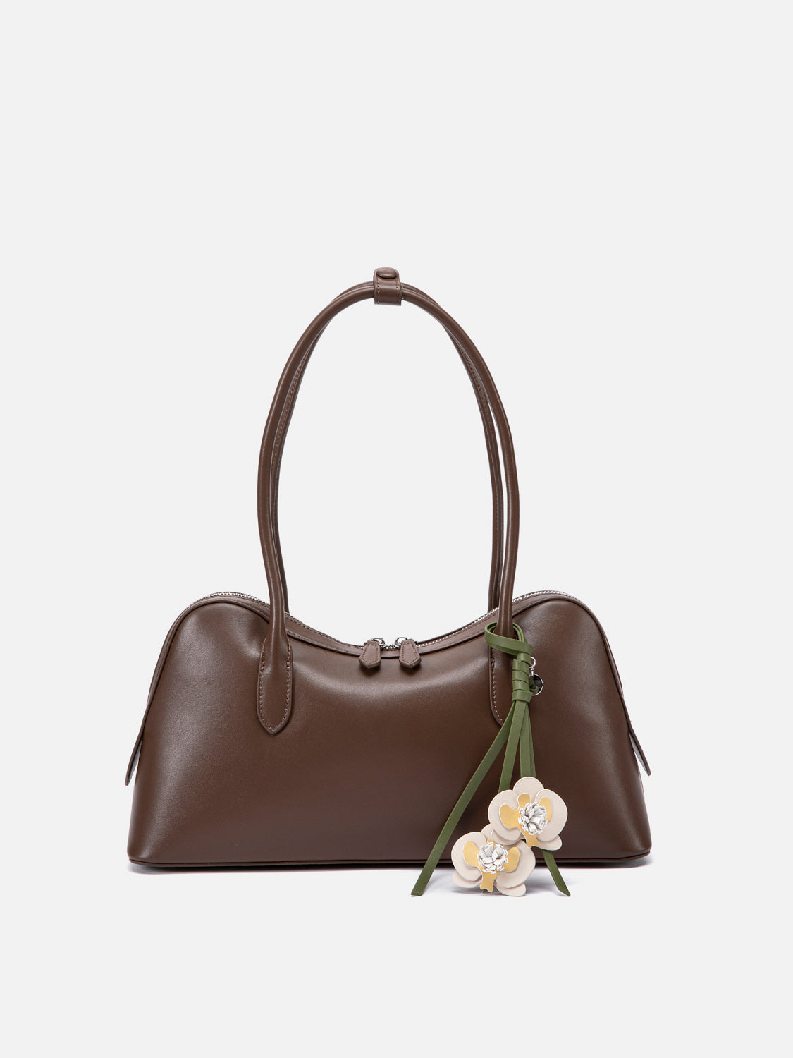 PAZZION, Lycorisse Orchid Leather Shoulder Bag, Darkbrown