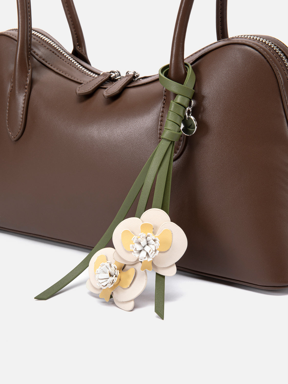 PAZZION, Lycorisse Orchid Leather Shoulder Bag, Darkbrown