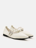 Mabel Pearl Embellished Leather Point-toe Pumps