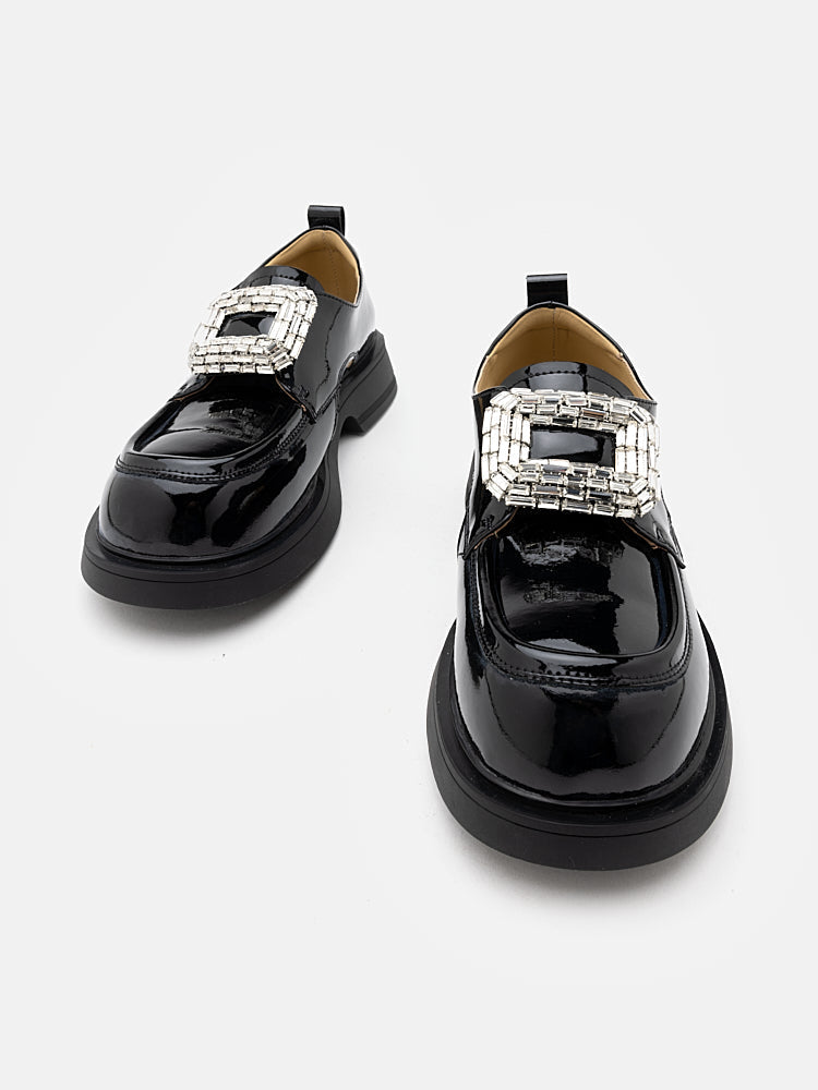 PAZZION, Madelyn Cut-out Patent Loafers, Black