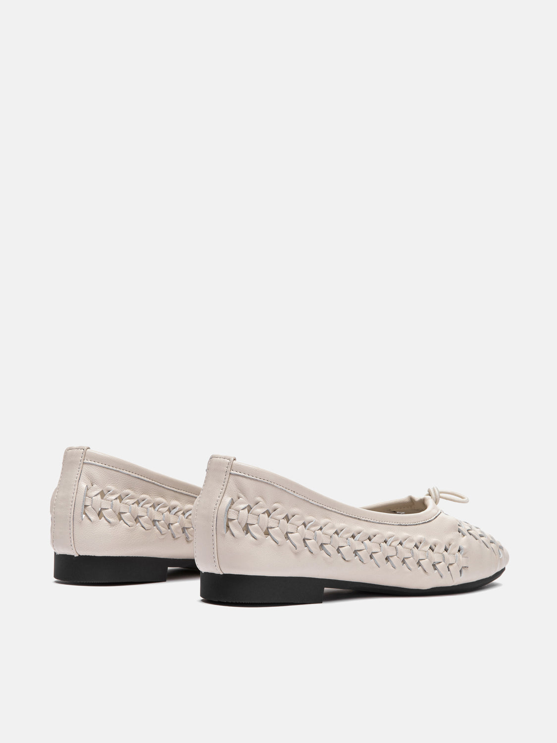 PAZZION, Maerose Woven Bow Leather Flats - Beige, Beige