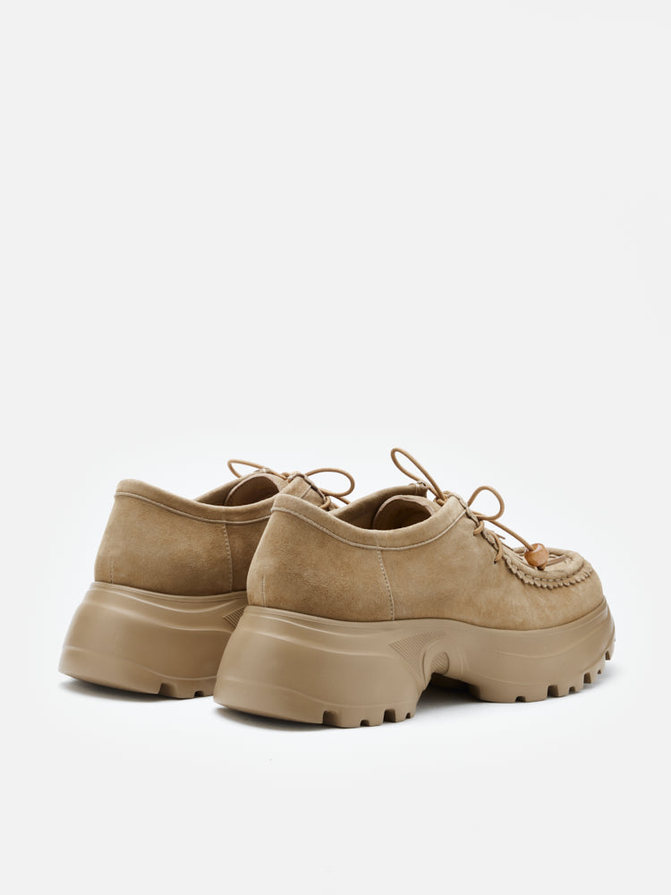 PAZZION, Maeve Suede Fringed Loafers, Camel