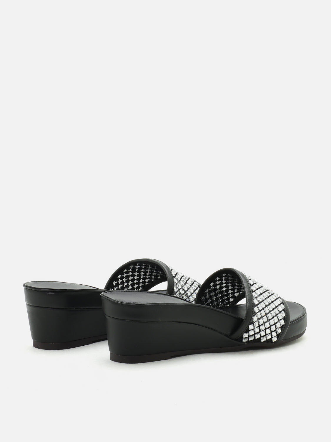 PAZZION, Malia Crystal Embellished Wedges - Black, Black