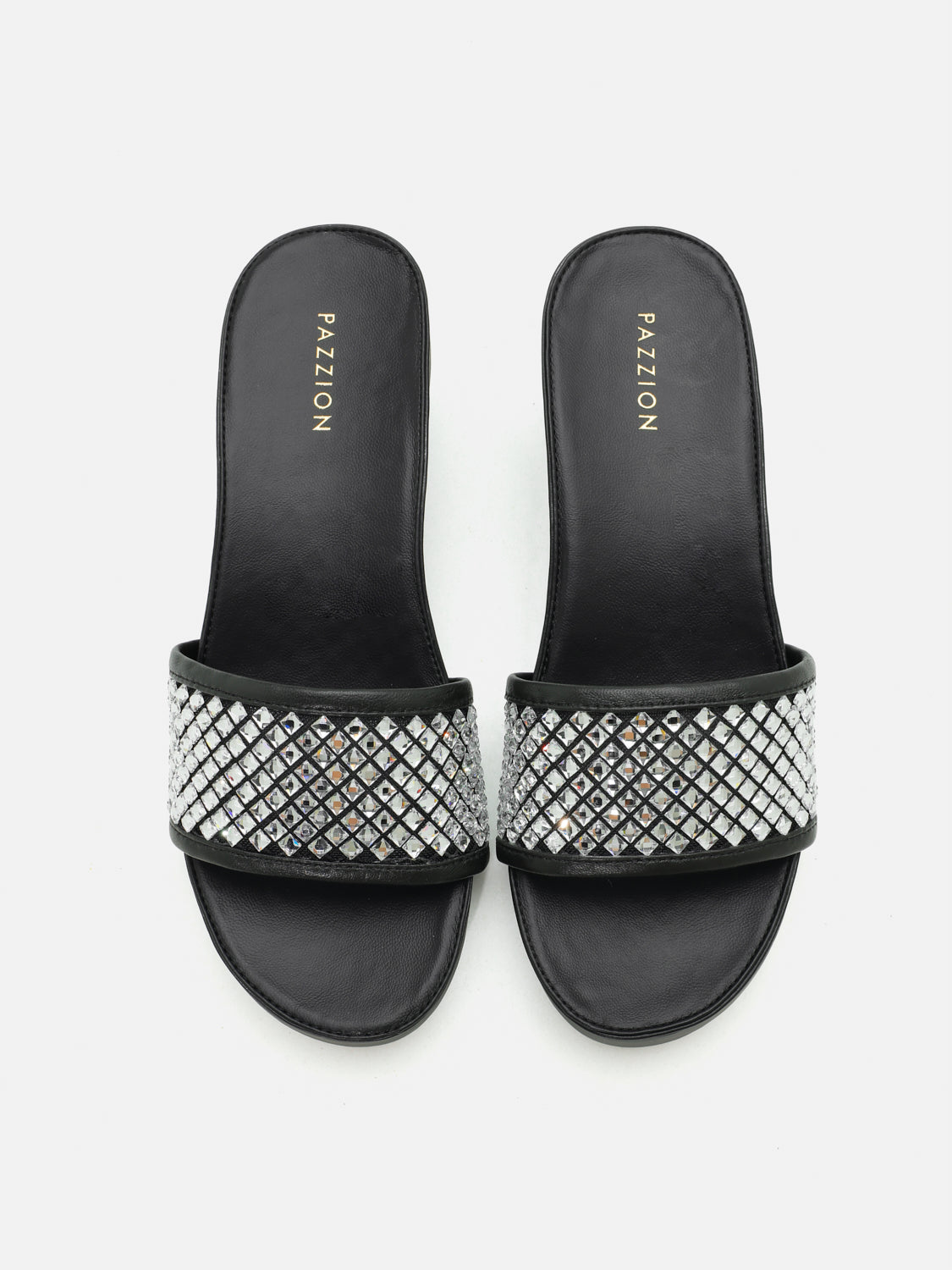 PAZZION, Malia Crystal Embellished Wedges - Black, Black