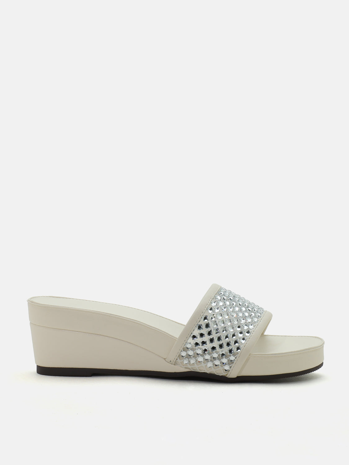 PAZZION, Malia Crystal Embellished Wedges - White, White