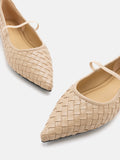 PAZZION, Marcella Braided Pointed Toe Flats, Almond