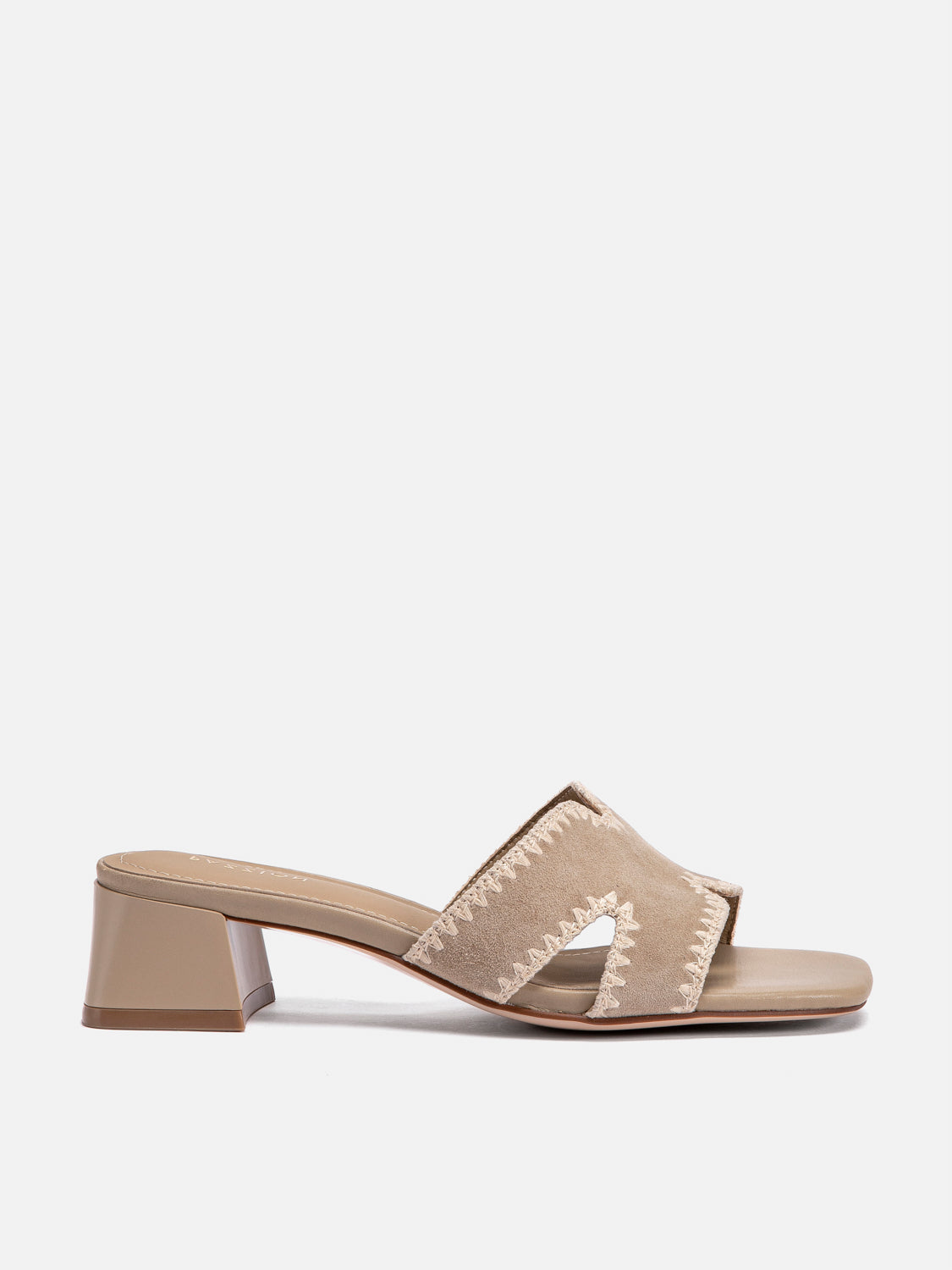 PAZZION, Marcella Suede Sandal Heels, Almond