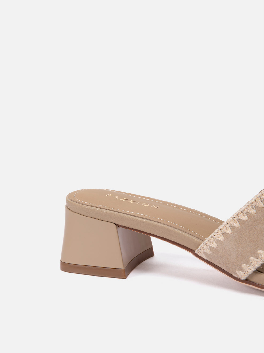 PAZZION, Marcella Suede Sandal Heels, Almond