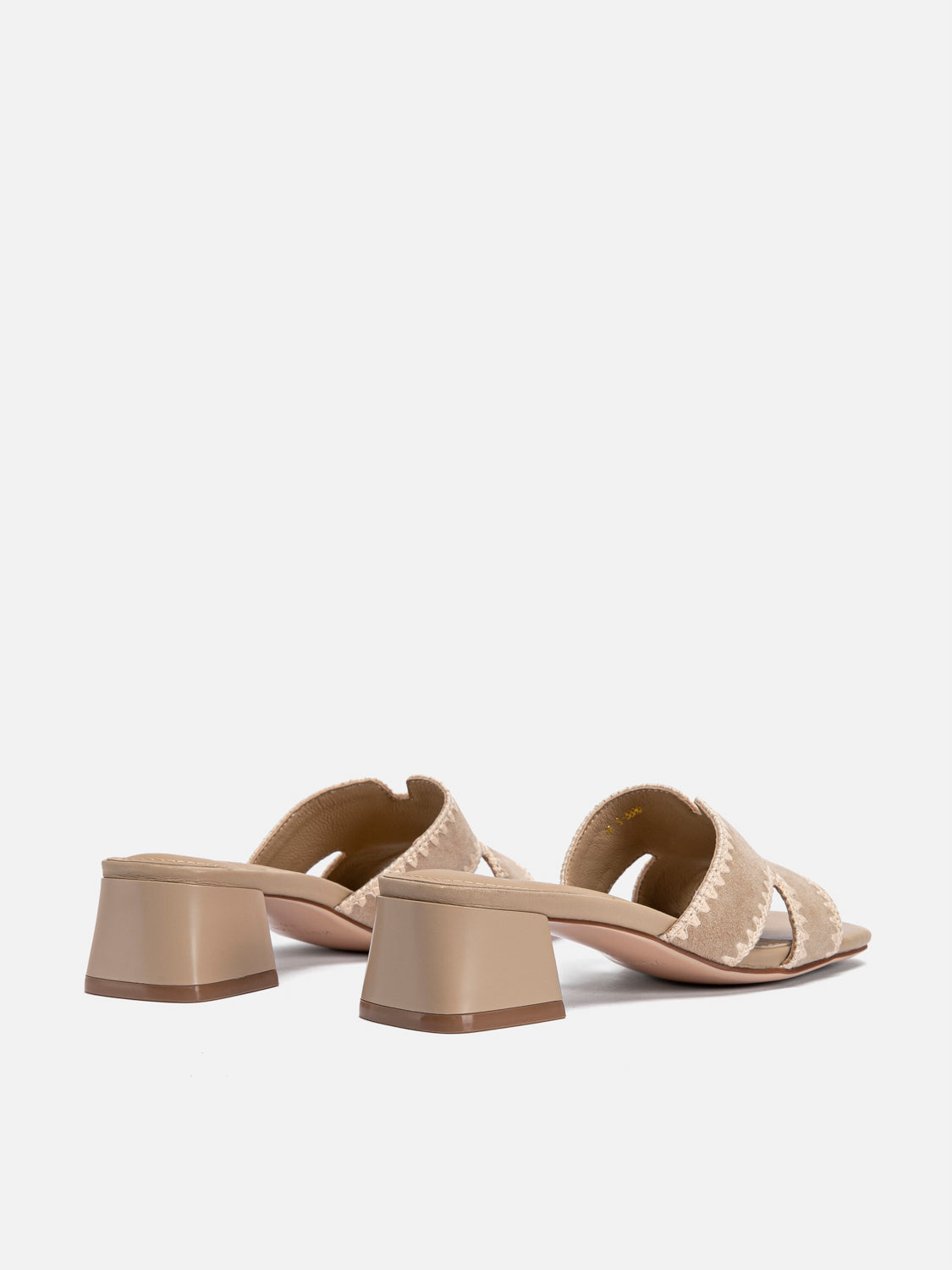PAZZION, Marcella Suede Sandal Heels, Almond