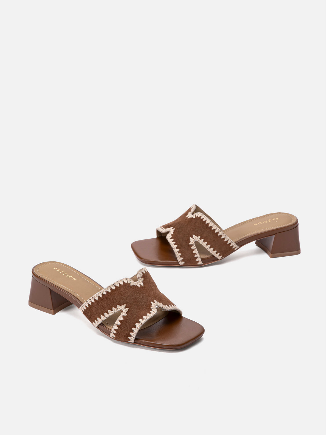 PAZZION, Marcella Suede Sandal Heels, Brown
