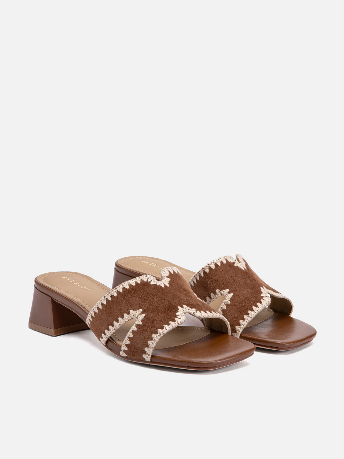 PAZZION, Marcella Suede Sandal Heels, Brown