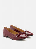 Margaret Bow Patent Ruched Detail Flats