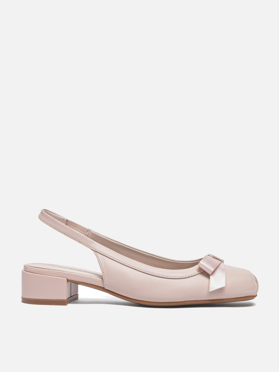 PAZZION, Margot Bow Low Leather Slingback Heels - Pink, Pink