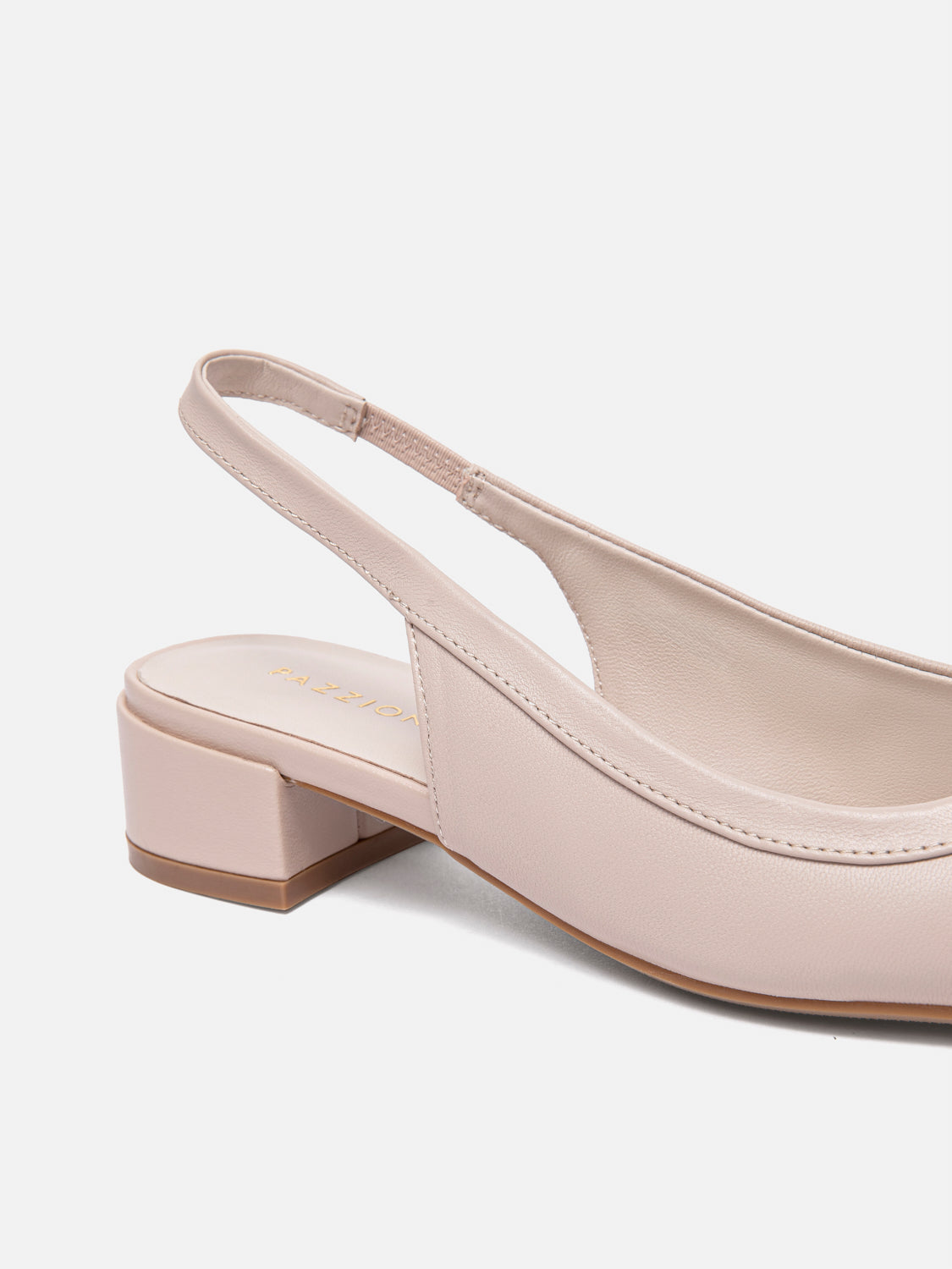 PAZZION, Margot Bow Low Leather Slingback Heels - Pink, Pink