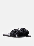 PAZZION, Maribel Ruched Satin Slide Sandals, Black