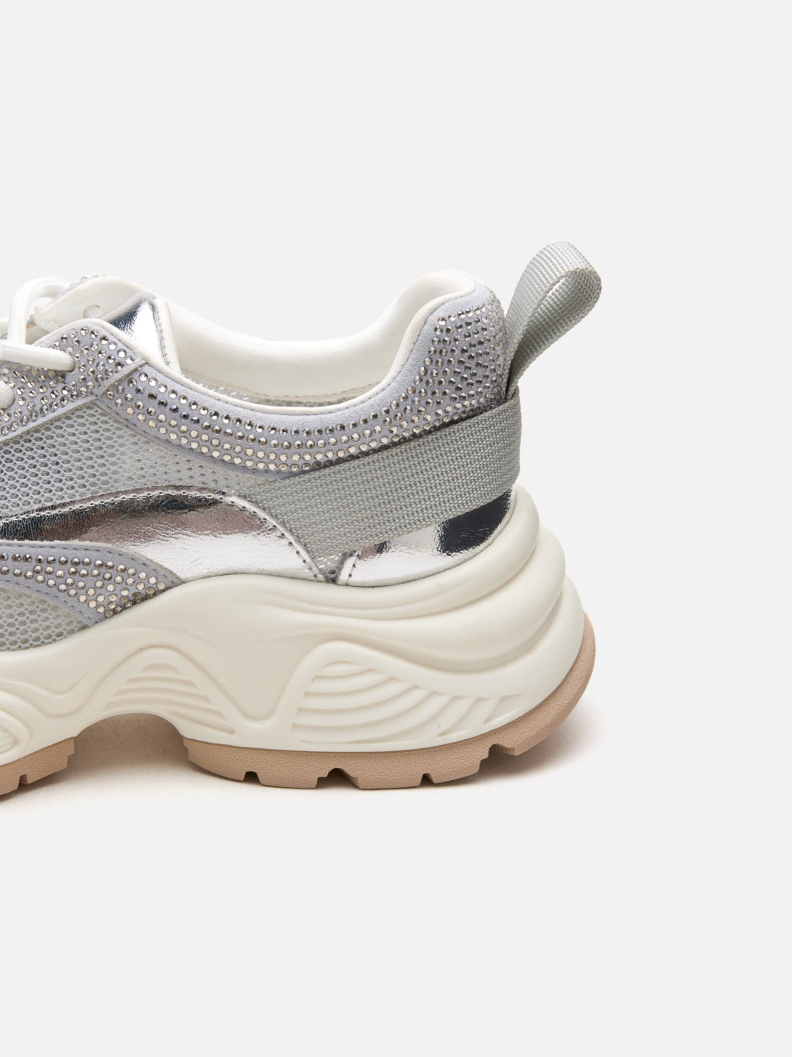 PAZZION, Marivelle Crystal Embellished Mesh Sneakers, Silver