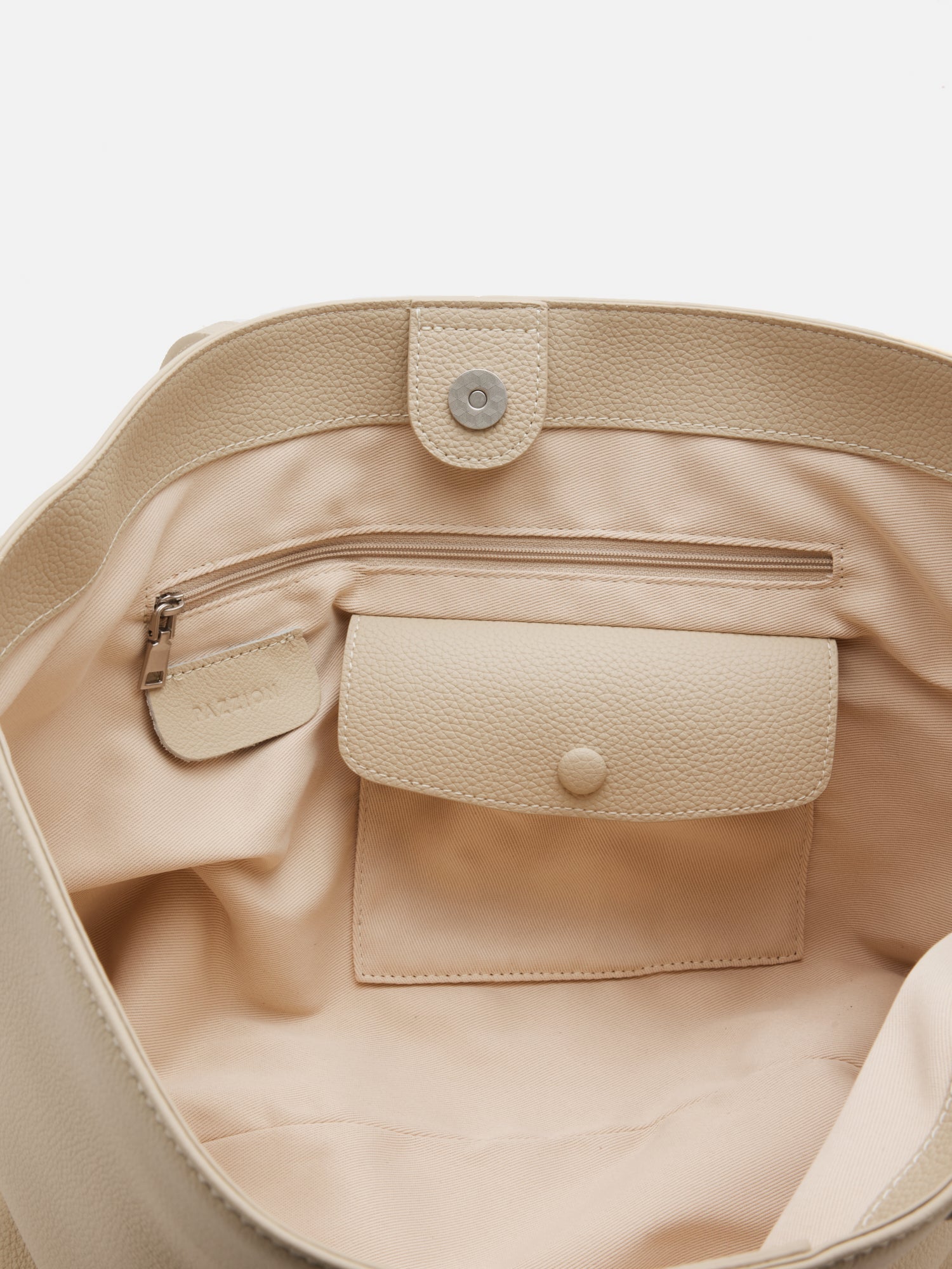 PAZZION, Marivyn Leather Tote, Beige