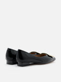 PAZZION, Marlie Buckle Patent Leather Low Heels, Black