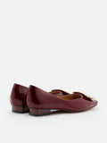 PAZZION, Marlie Buckle Patent Leather Low Heels, Wine
