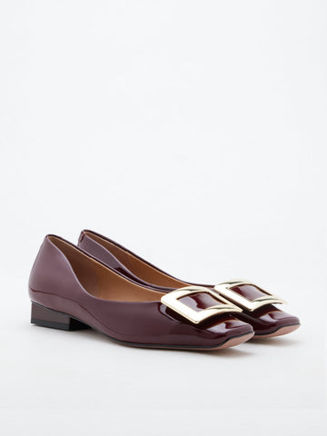 Marlie Buckle Patent Leather Low Heels