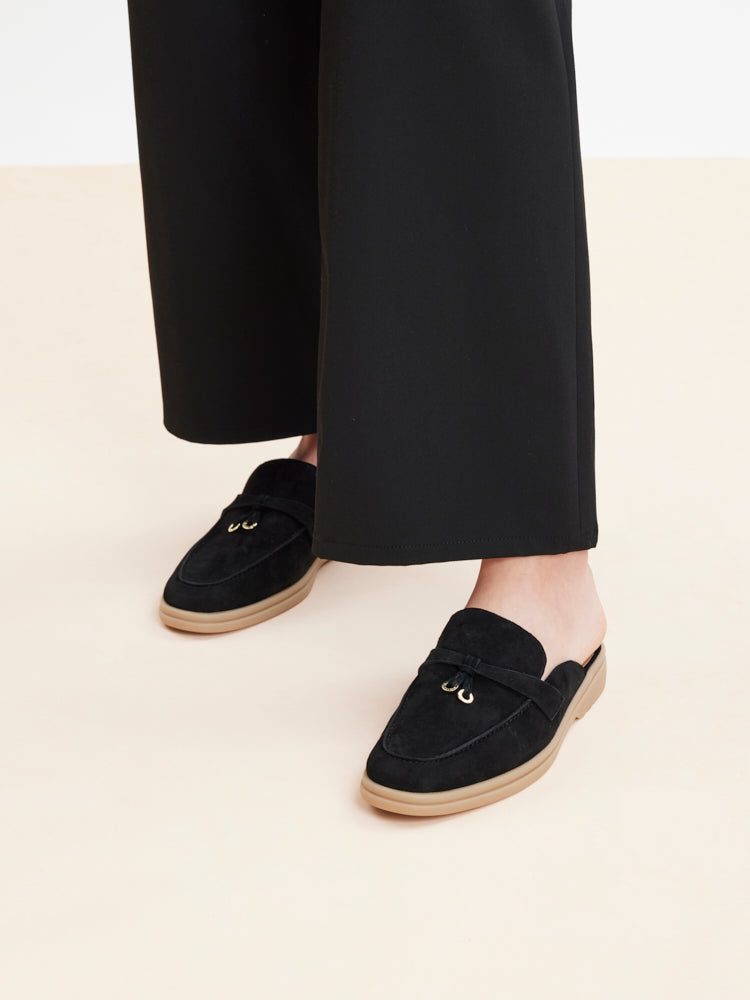 PAZZION, Mavis Suede Mules, Black
