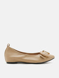 PAZZION, Megan Buckle Pointed Toe Flats, Almond