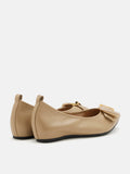 PAZZION, Megan Buckle Pointed Toe Flats, Almond
