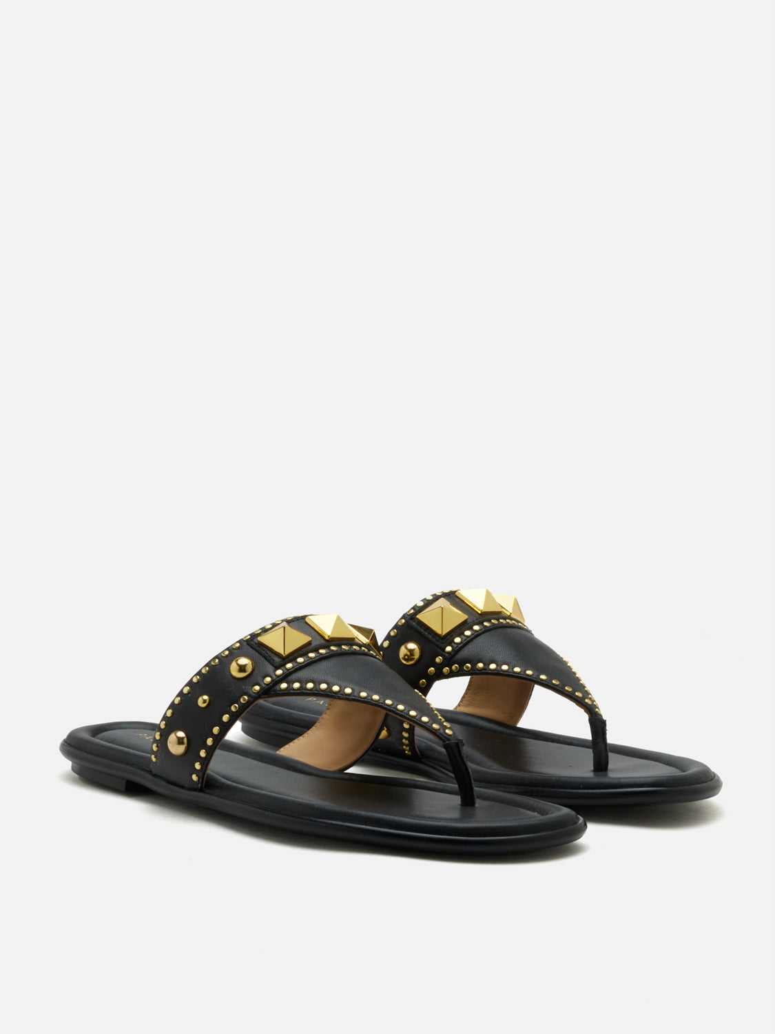 PAZZION, Merivienne Studded Leather Slides, Black