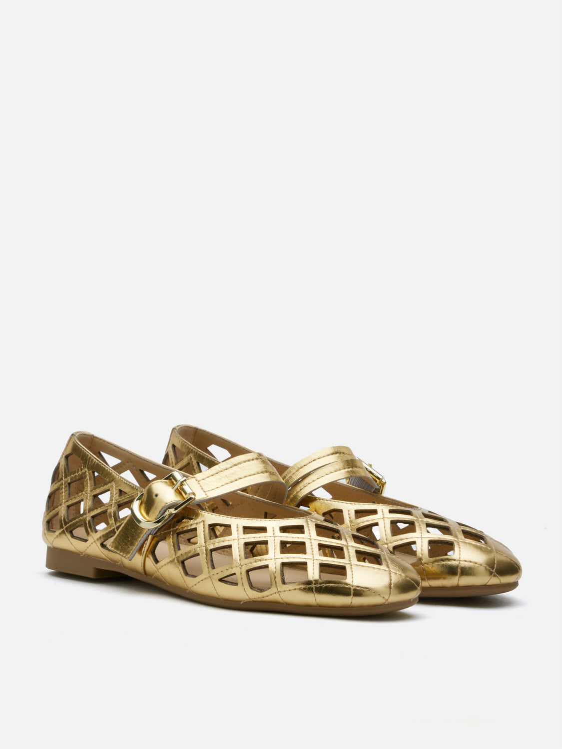 PAZZION, Mica Lattice Stitch Mary Janes, Gold