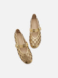 PAZZION, Mica Lattice Stitch Mary Janes, Gold