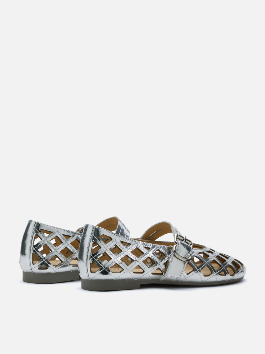 PAZZION, Mica Lattice Stitch Mary Janes, Silver