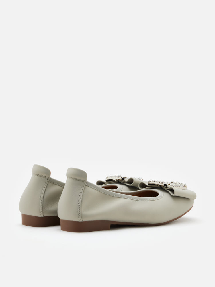 PAZZION, Milla Crystal Buckle Ballet Flats, Grey