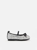 PAZZION, Mini Astoria Glitter Bow Flats, Silver