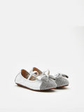 PAZZION, Mini Ayelet Diamante Mary Jane Ballerinas, Silver