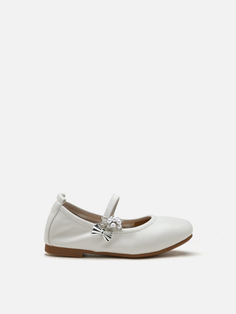 PAZZION, Mini Cheryl Charm Mary Janes, White