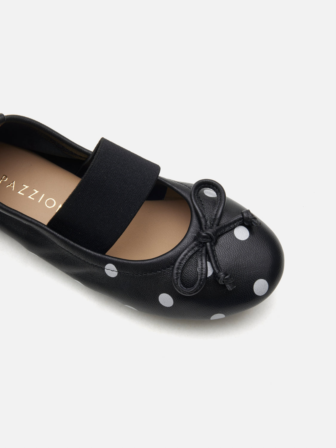 PAZZION, Mini Kalina Polka Dot Leather Mary Janes, Black