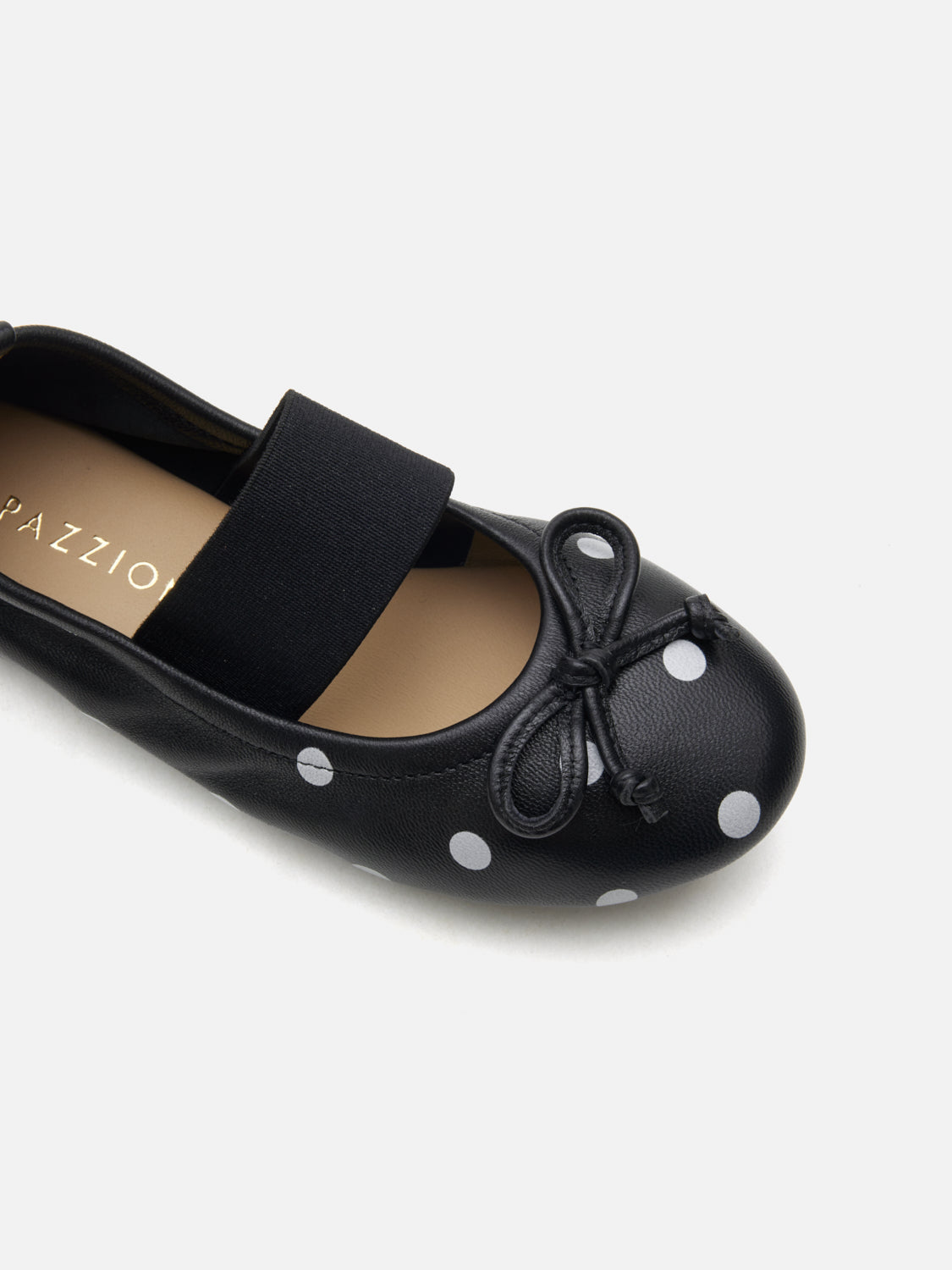 PAZZION, Mini Kalina Polka Dot Leather Mary Janes, Black
