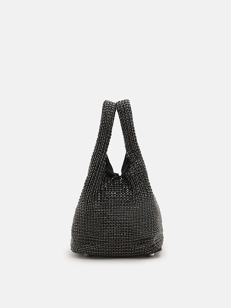 PAZZION, Mini Kaylee Diamante Embellished Purse Bag, Black