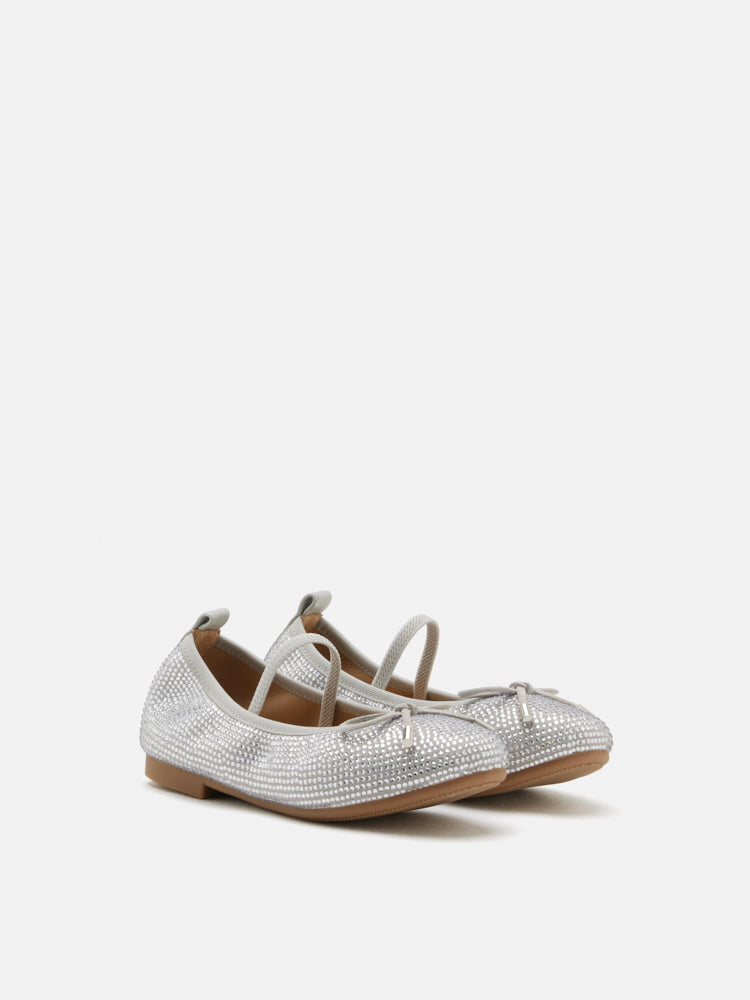 PAZZION, Mini Marcelina Crystal Embellished Mary Janes, Grey