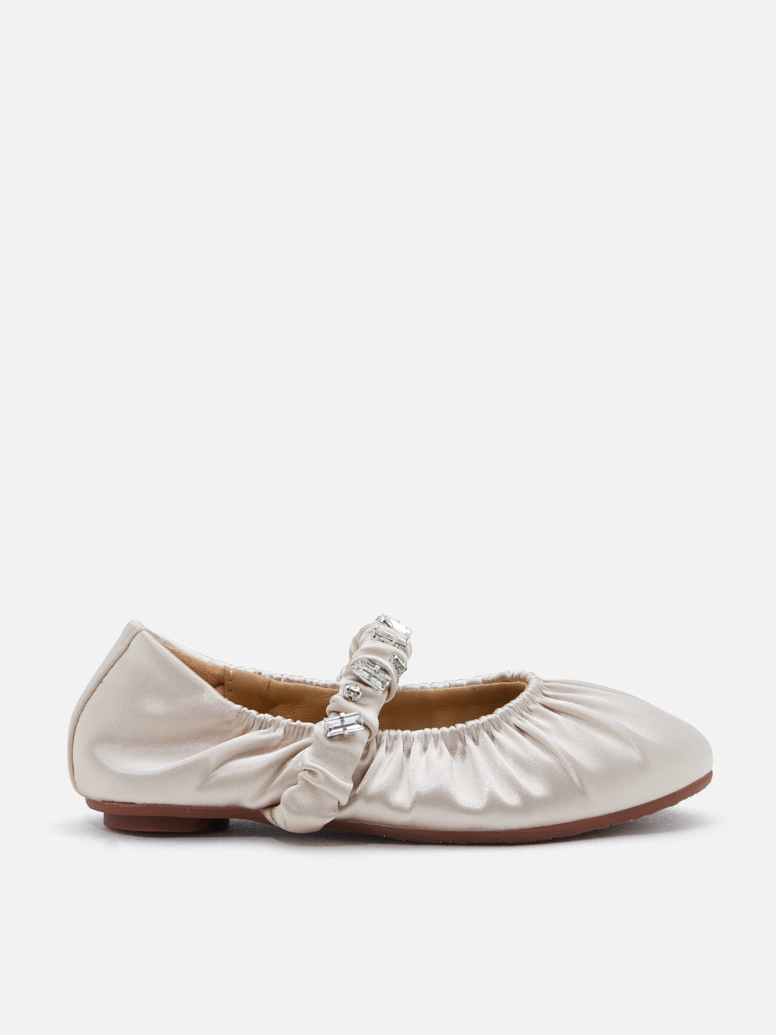 PAZZION, Mini Pavienne Crystal Embellished Silk Mary Janes, Champagne