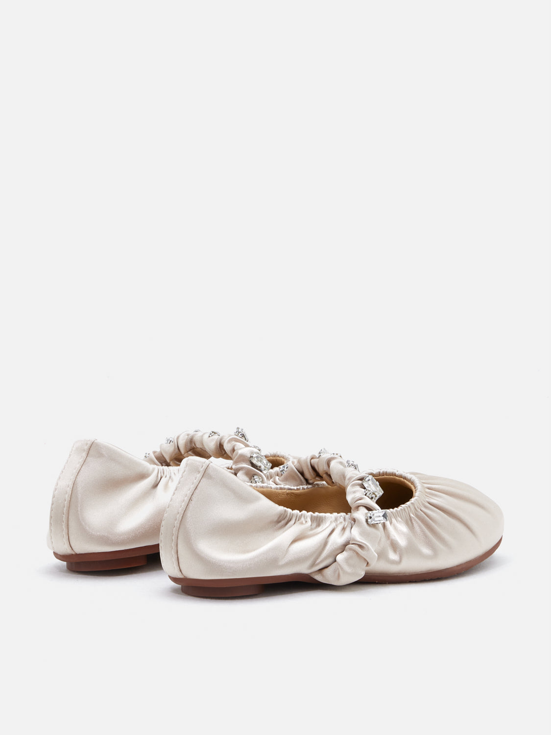 PAZZION, Mini Pavienne Crystal Embellished Silk Mary Janes, Champagne
