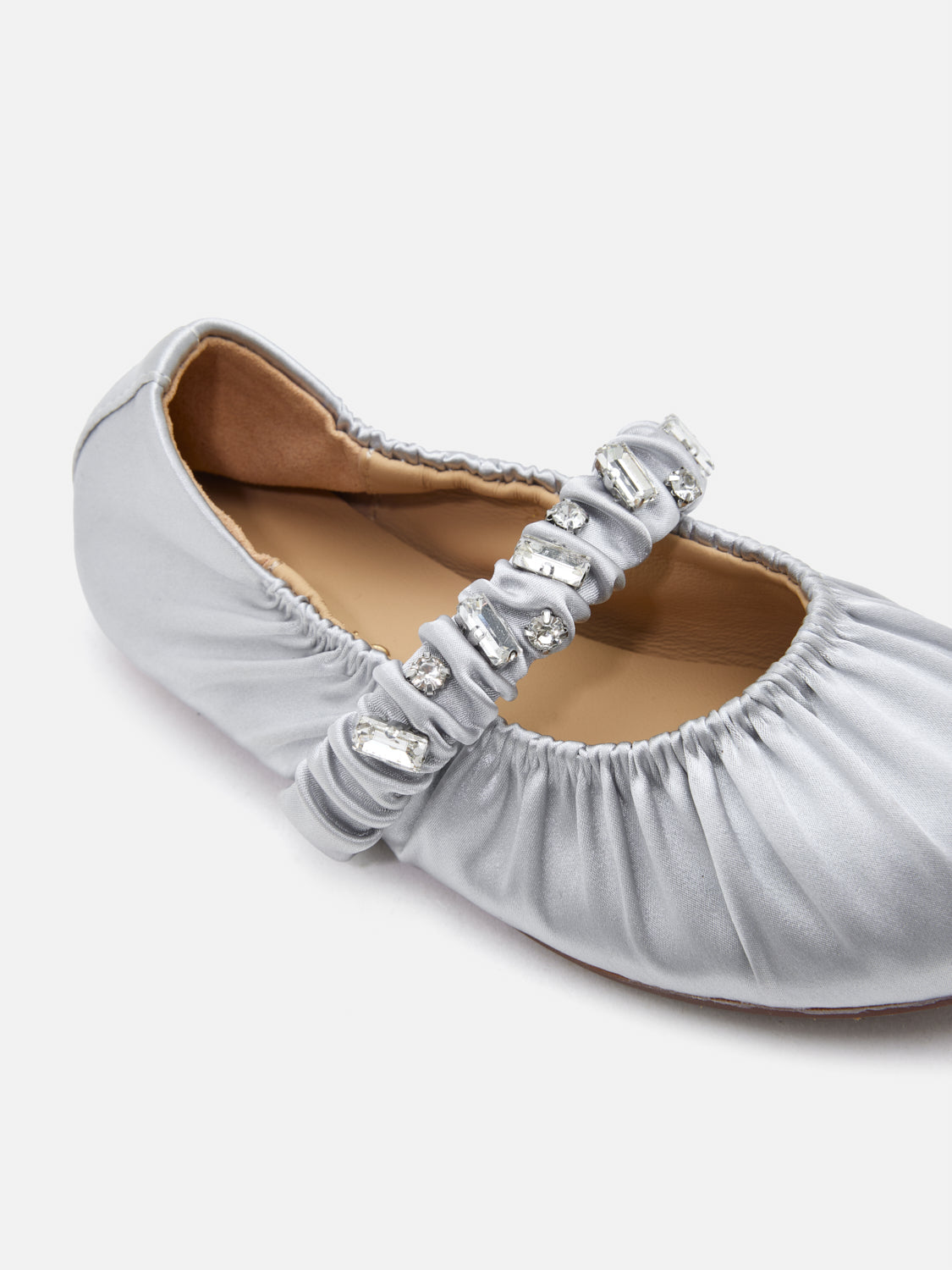 PAZZION, Mini Pavienne Crystal Embellished Silk Mary Janes, Silver