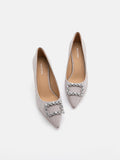 PAZZION, Miranda Crystal Embellished Buckle Glitter Pump Heels, Gold