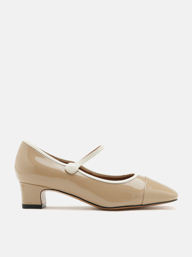 PAZZION, Mirra Patent Leather Mary Jane Heels, Khaki